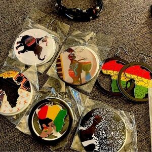 Colorful African Art Earrings Set
